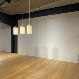 Instore Wallpapering Big Drop 1 Professional Decorator, Brighton Decorating Company, Wallpapering commercial premises, Finished with lights