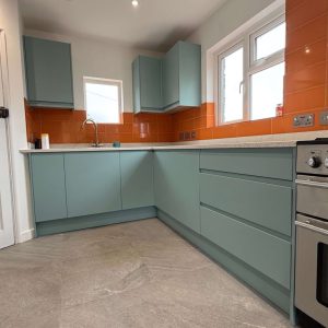 Professional Decorator, Kithcen respray, Green and Orange after 1