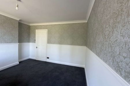 Interior painter and decorator, Wallpapering project, detail print after 3